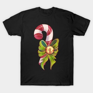 Candy cane with a fancy bow tie sticker T-Shirt